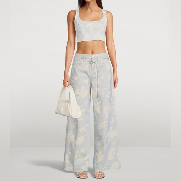 Matching FRAME buster crop top and baggy jeans in floral denim